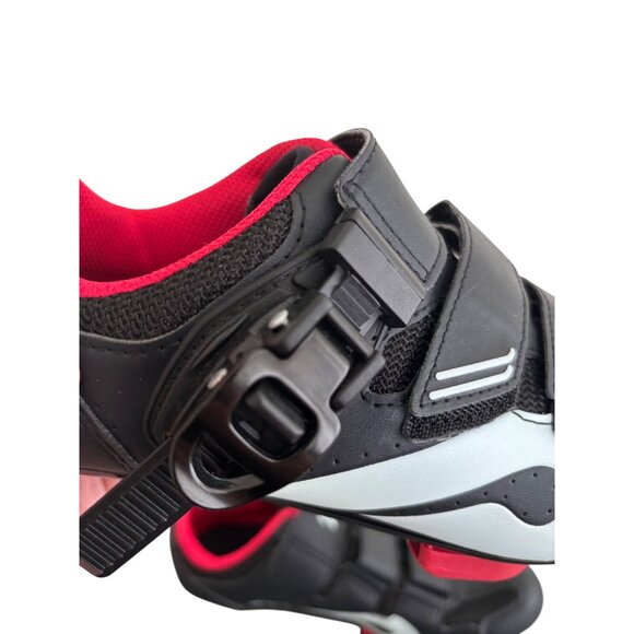 Peloton Cycling Shoes Black Red Trim & Cleats Size 38 Adjustable Straps - Picture 10 of 12